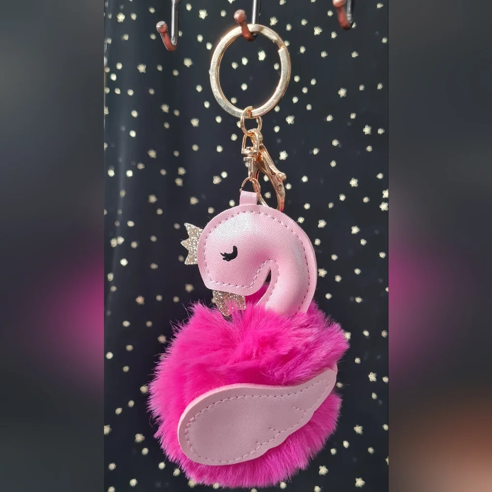 Sweet Hot Pink Pom Pom Flamingo
